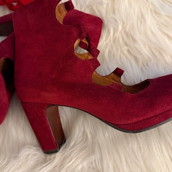 Elegant Chie Mihara Jamara Lace-up Suede Platform Red Wine Ankle Booties🔥 - Picture 4 of 9